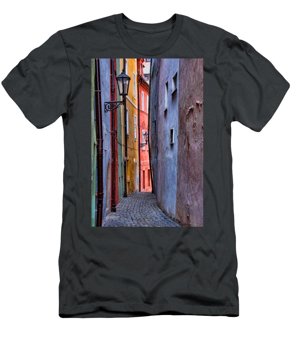 Cheb T-Shirt featuring the photograph Medieval Alley by Shirley Radabaugh