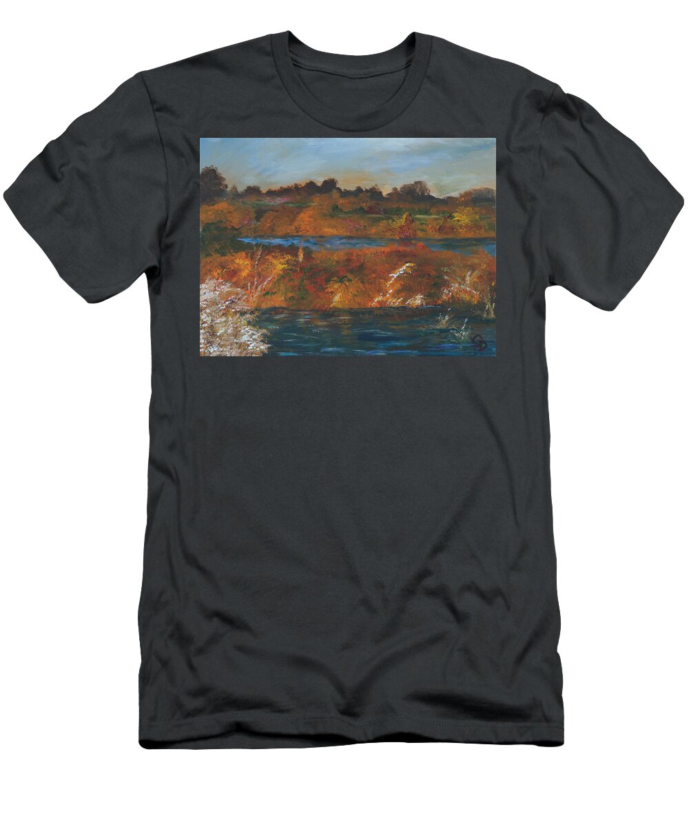 Gail Daley T-Shirt featuring the painting Mendota Slough by Gail Daley