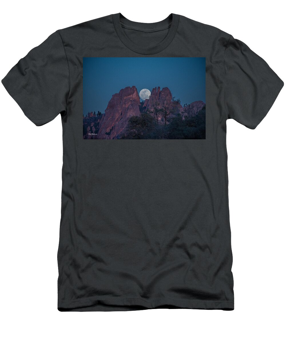Central California T-Shirt featuring the photograph Moon Rise Pinnacles by Bill Roberts