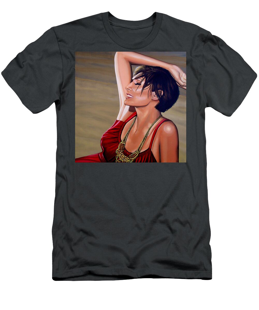 Natalie Imbruglia T-Shirt featuring the painting Natalie Imbruglia Painting by Paul Meijering