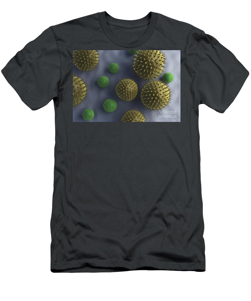 3d Visualisation T-Shirt featuring the photograph Pollen Grains #2 by Science Picture Co