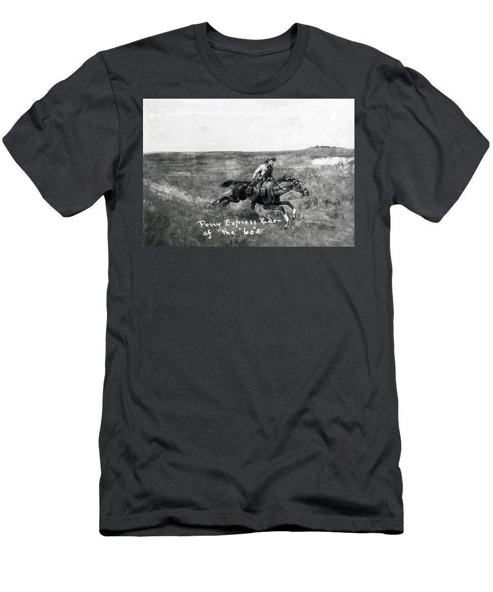 1 Person Only T-Shirt featuring the photograph Pony Express Rider #1 by Underwood Archives