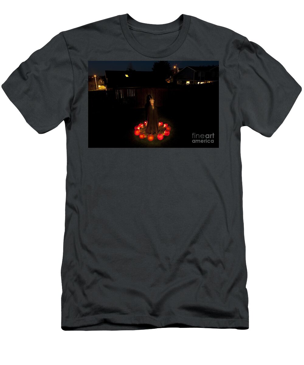 31st T-Shirt featuring the photograph Seance Pumpkins Demon #3 by Jim Corwin