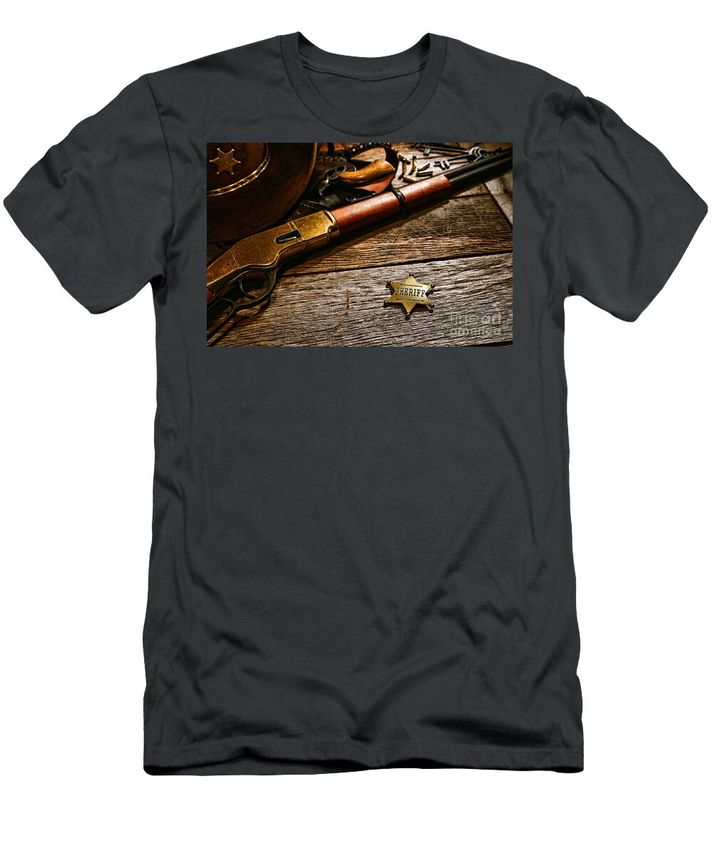 Sheriff T-Shirt featuring the photograph The Badge #2 by Olivier Le Queinec