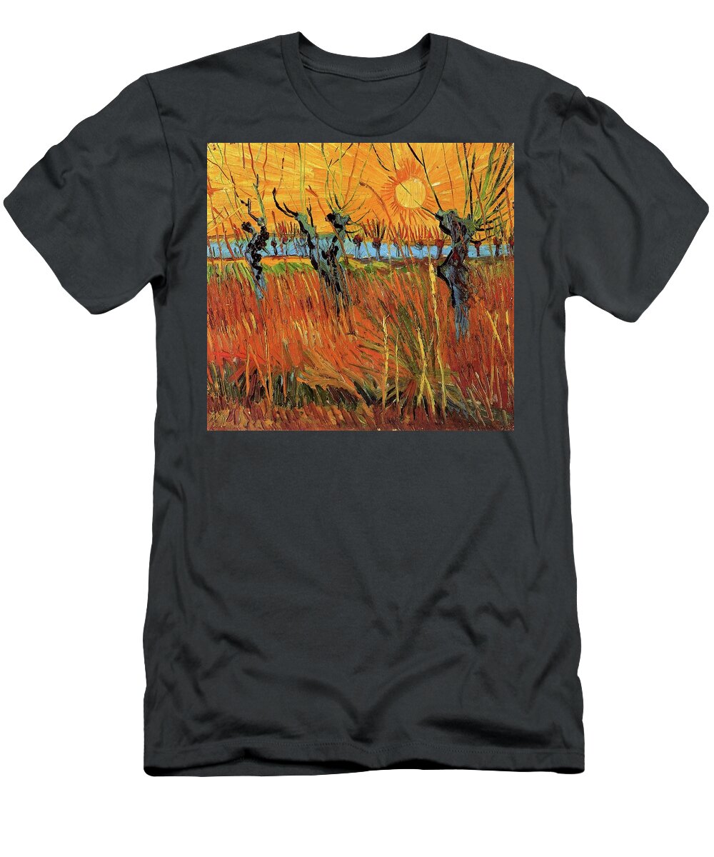 Vincent Van Gogh T-Shirt featuring the painting Willows at Sunset #6 by Vincent van Gogh