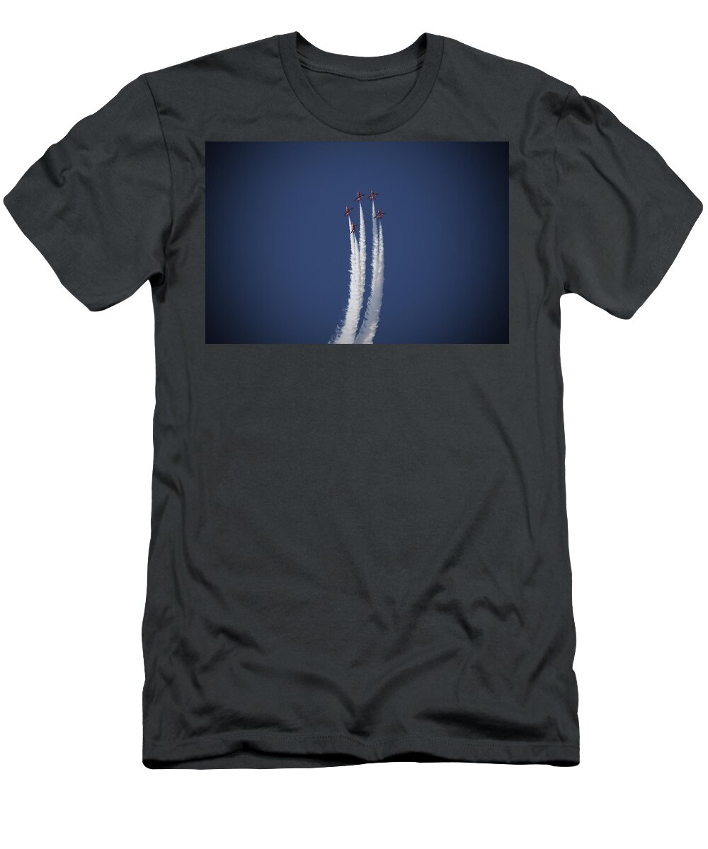 Aerobatics T-Shirt featuring the photograph Red Arrows flying in formation #3 by Steve Ball
