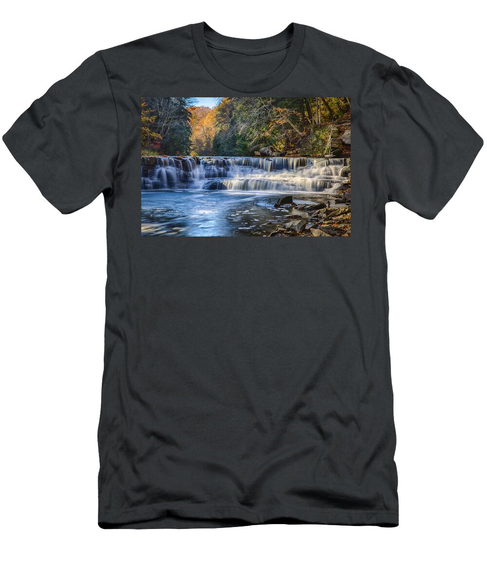 Background T-Shirt featuring the photograph Squaw Rock - Chagrin River Falls #1 by Jack R Perry
