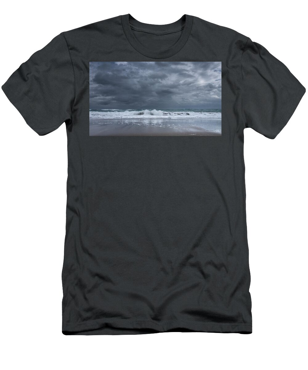 Coast T-Shirt featuring the photograph Stormy seascape #2 by Rudy Umans