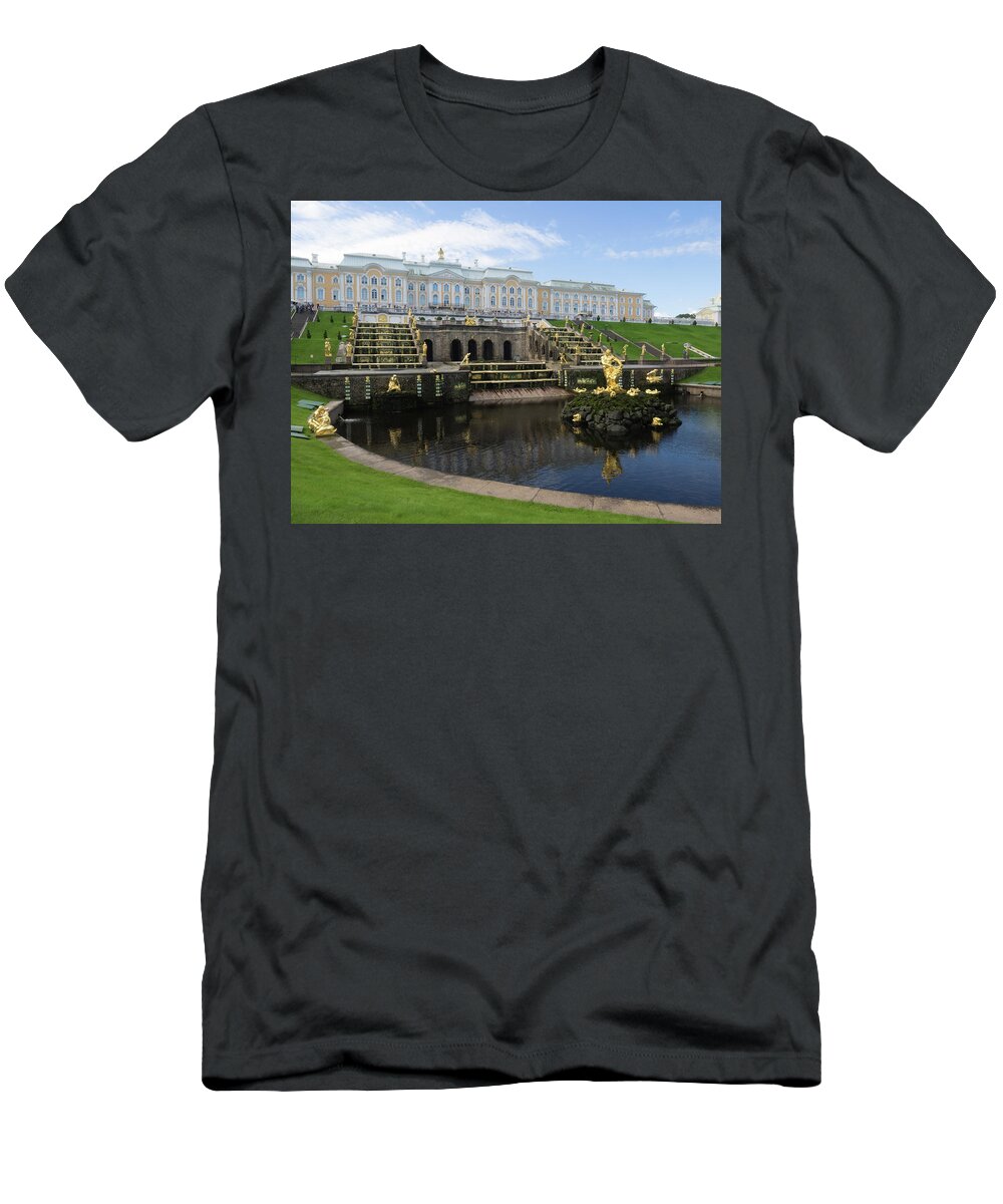 Photography T-Shirt featuring the photograph Grand Cascade Fountains At Peterhof #4 by Panoramic Images