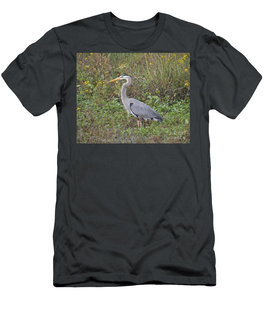 Heron T-Shirt featuring the photograph A Bird In A Bush by Carol Bradley