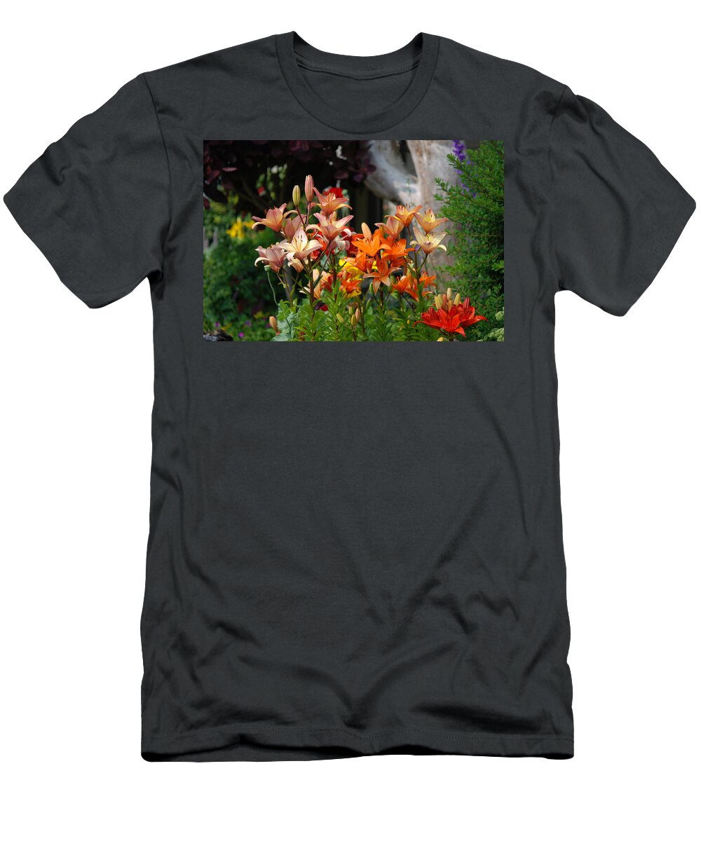 Lillies T-Shirt featuring the photograph A Garden of Lillys for Susan by Kathy Paynter