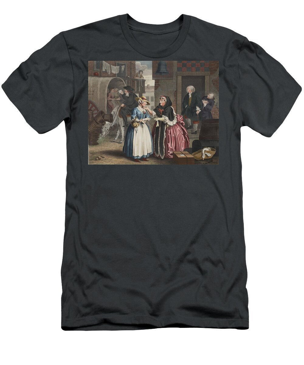 Moll Hackabout T-Shirt featuring the drawing A Harlots Progress, Plate I by William Hogarth