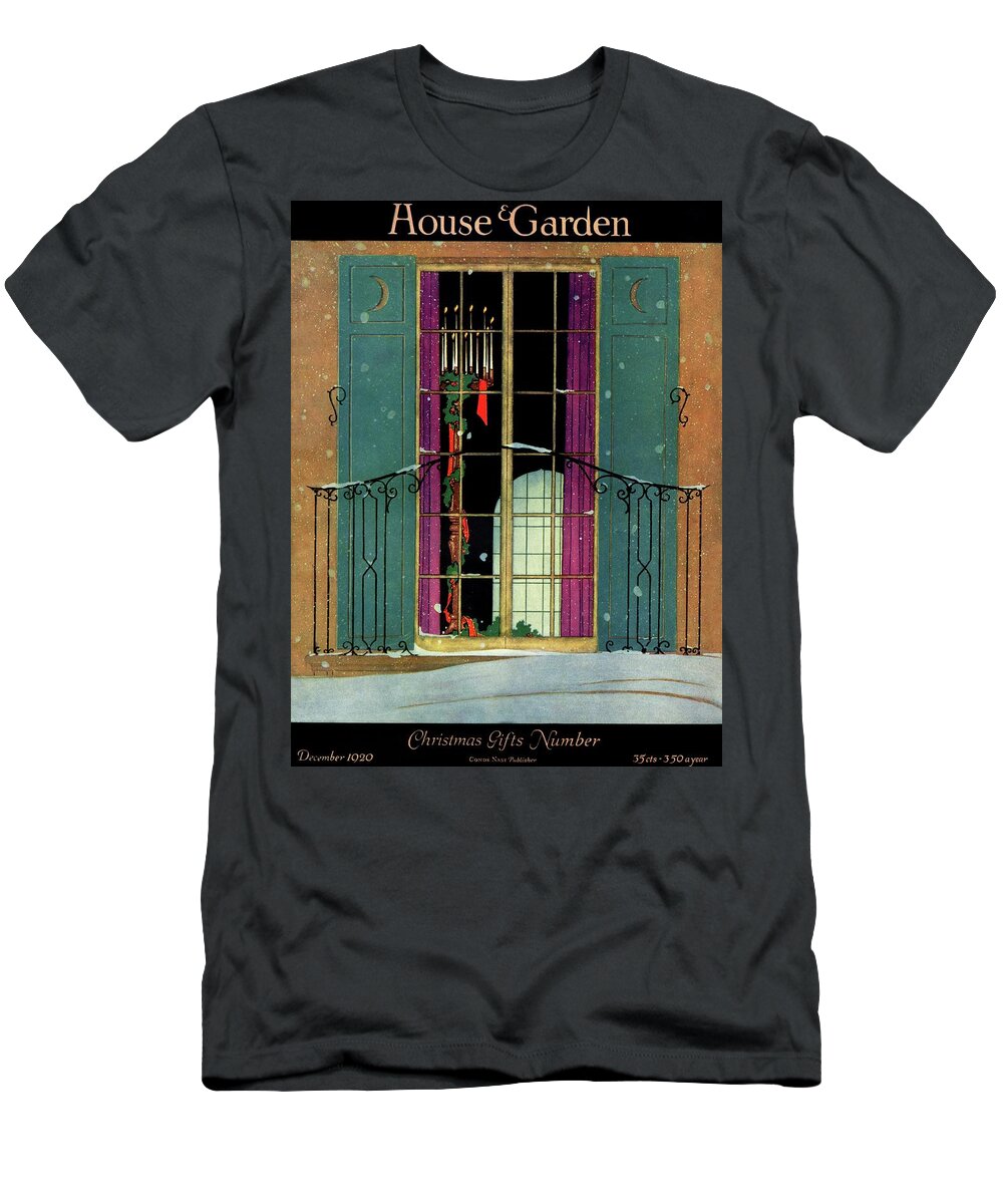 Illustration T-Shirt featuring the photograph A House And Garden Cover Of A Christmas by Harry Richardson