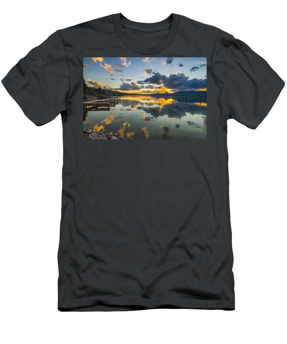 Lake T-Shirt featuring the photograph A Lake Pend Oreille Sunset - 120601A-040 by Albert Seger