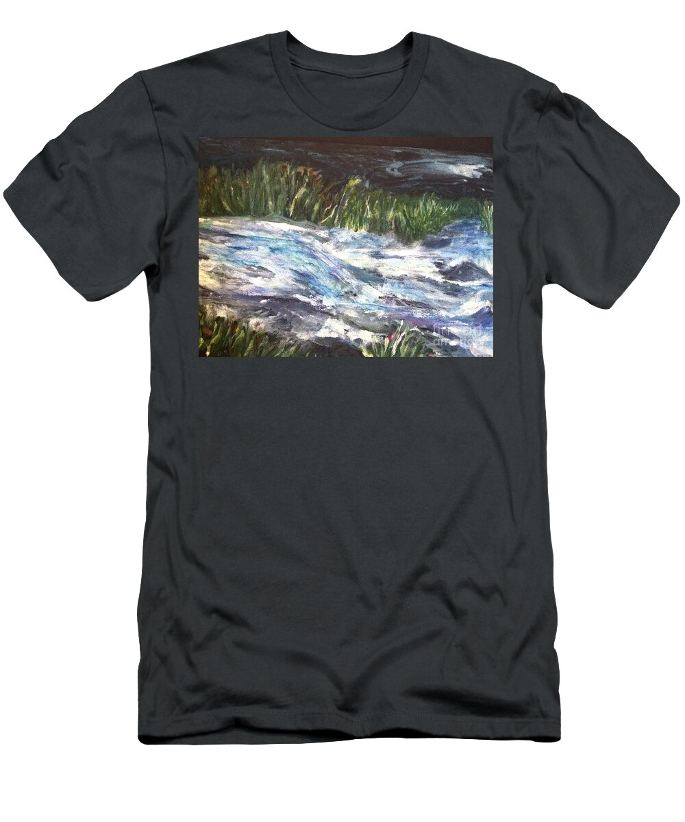 Orchards T-Shirt featuring the painting A River Runs Through by Sherry Harradence