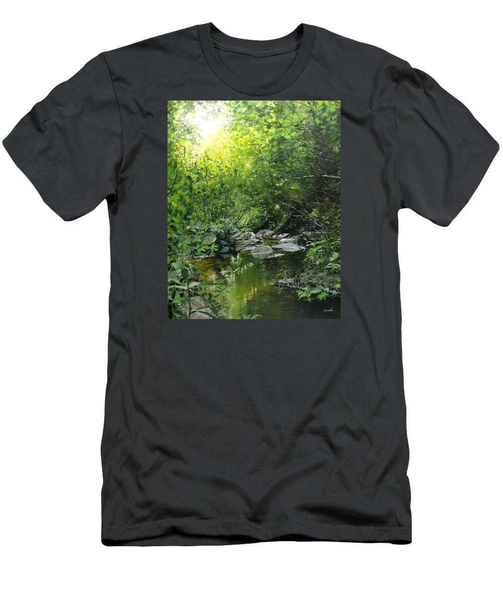 Landscape T-Shirt featuring the painting A Road Less Traveled by William Brody