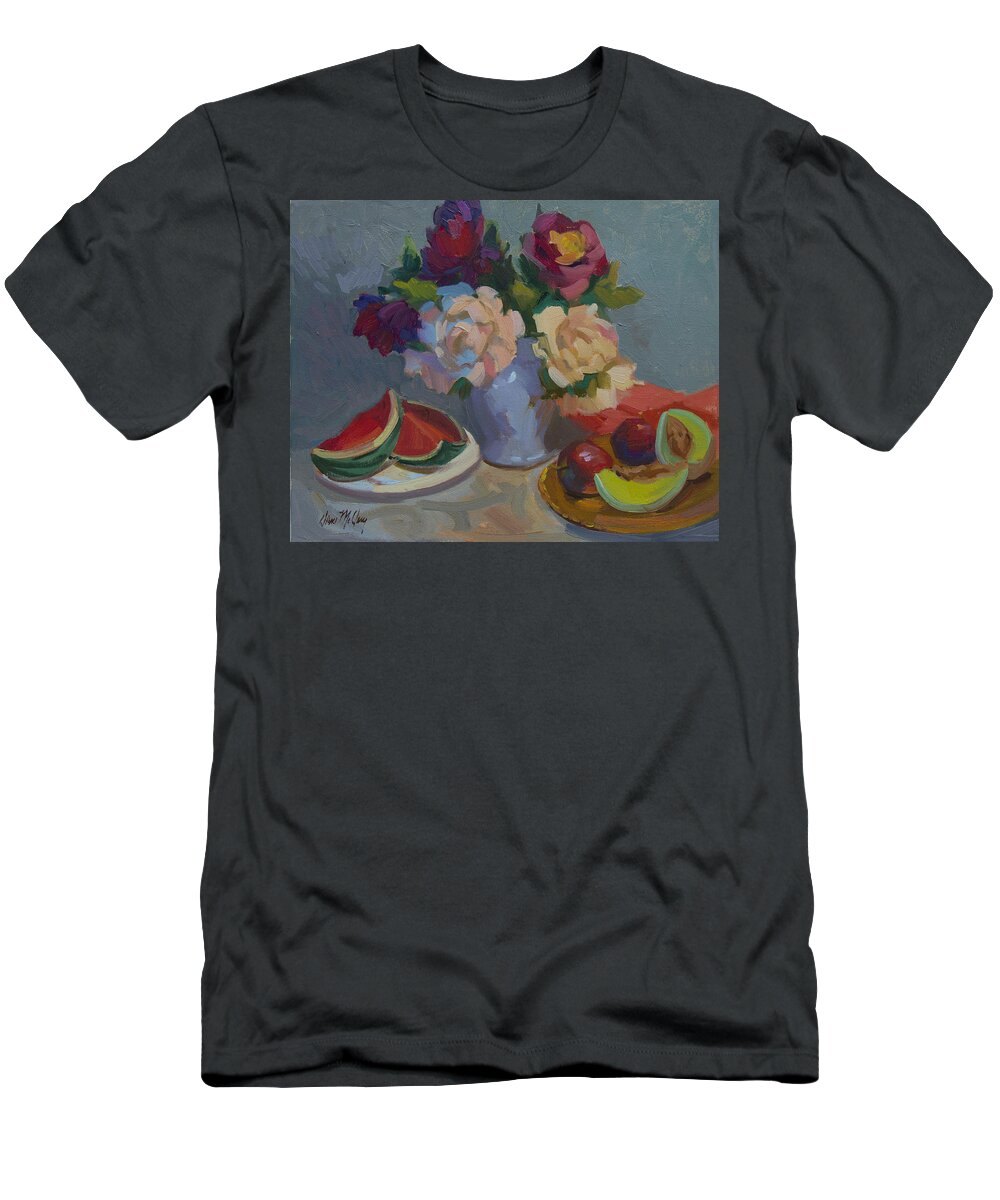 Watermelon T-Shirt featuring the painting A Study in Red by Diane McClary