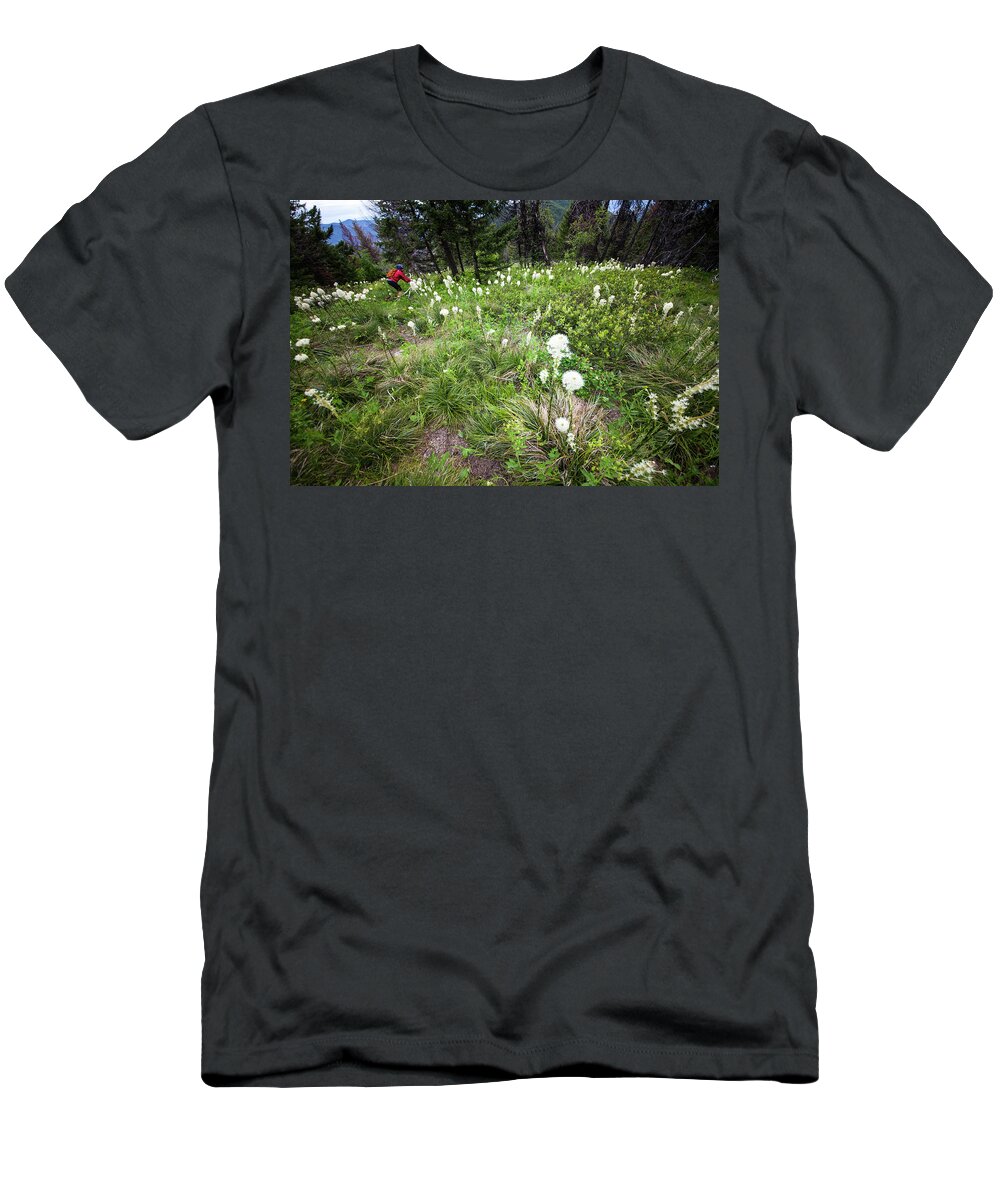 25-29 Years T-Shirt featuring the photograph A Woman Mountin Biking Through Bear by Robin Carleton