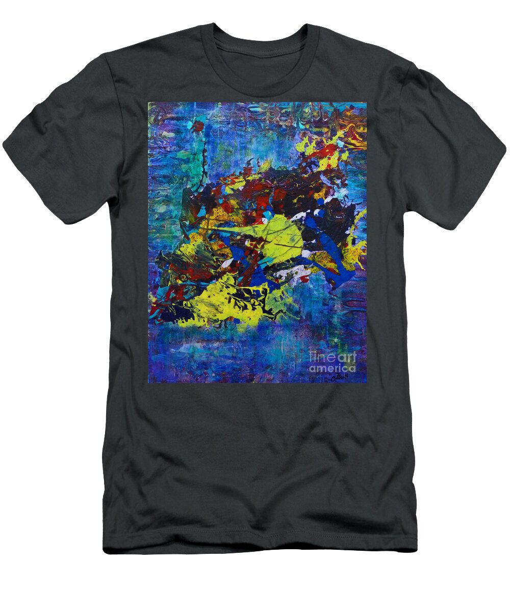 Abstract Expressionsm T-Shirt featuring the painting Abstract Fish by Claire Bull