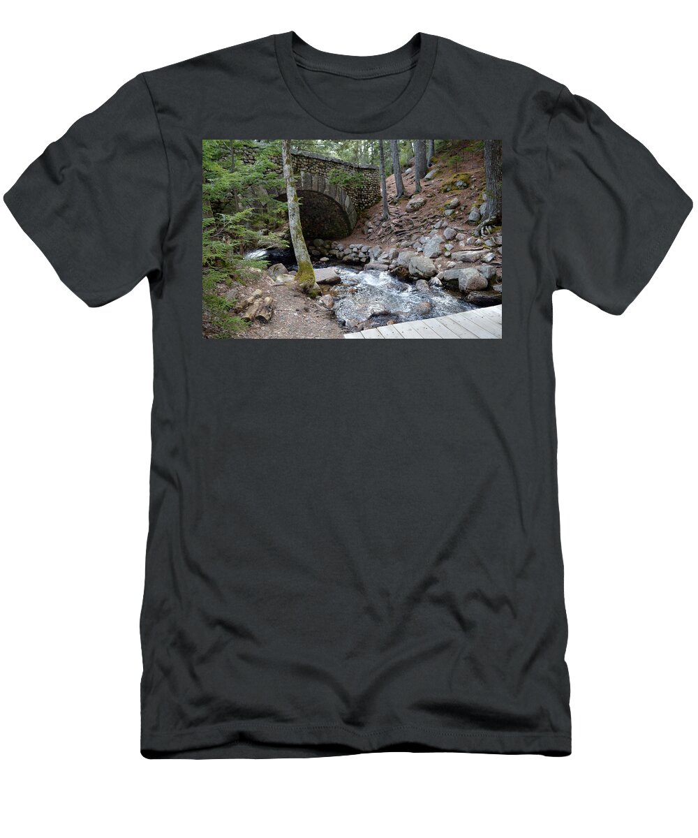 Jordan Pond T-Shirt featuring the photograph Acadia National Park Carriage Road Bridge by Lena Hatch