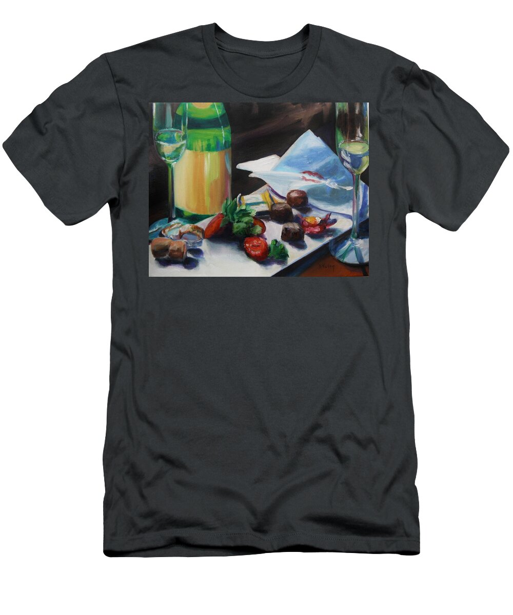 Wine T-Shirt featuring the painting After the Party by Donna Tuten