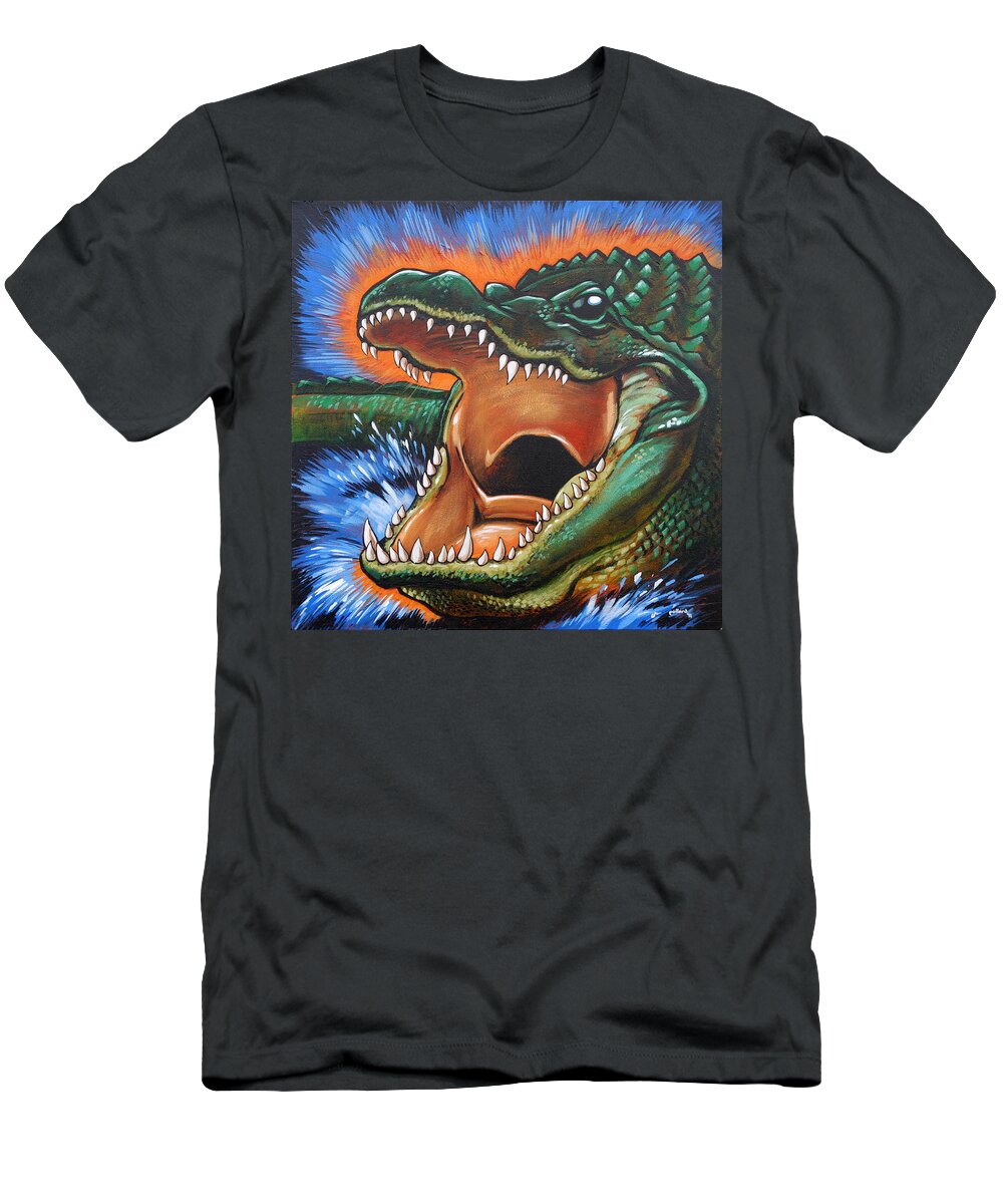 Alligator T-Shirt featuring the painting Alligator by Glenn Pollard