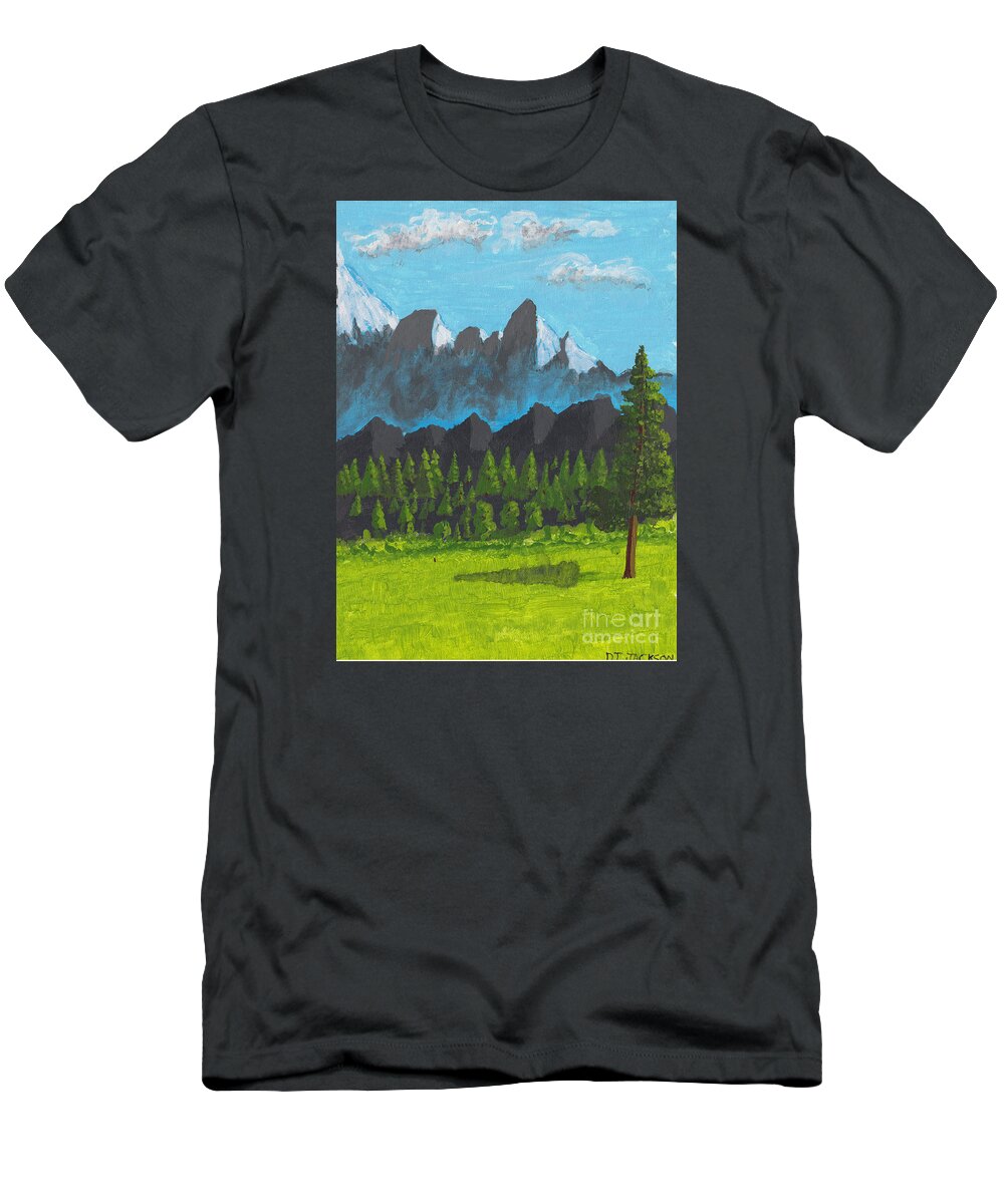 Acrylic T-Shirt featuring the painting Alpine Meadow by David Jackson