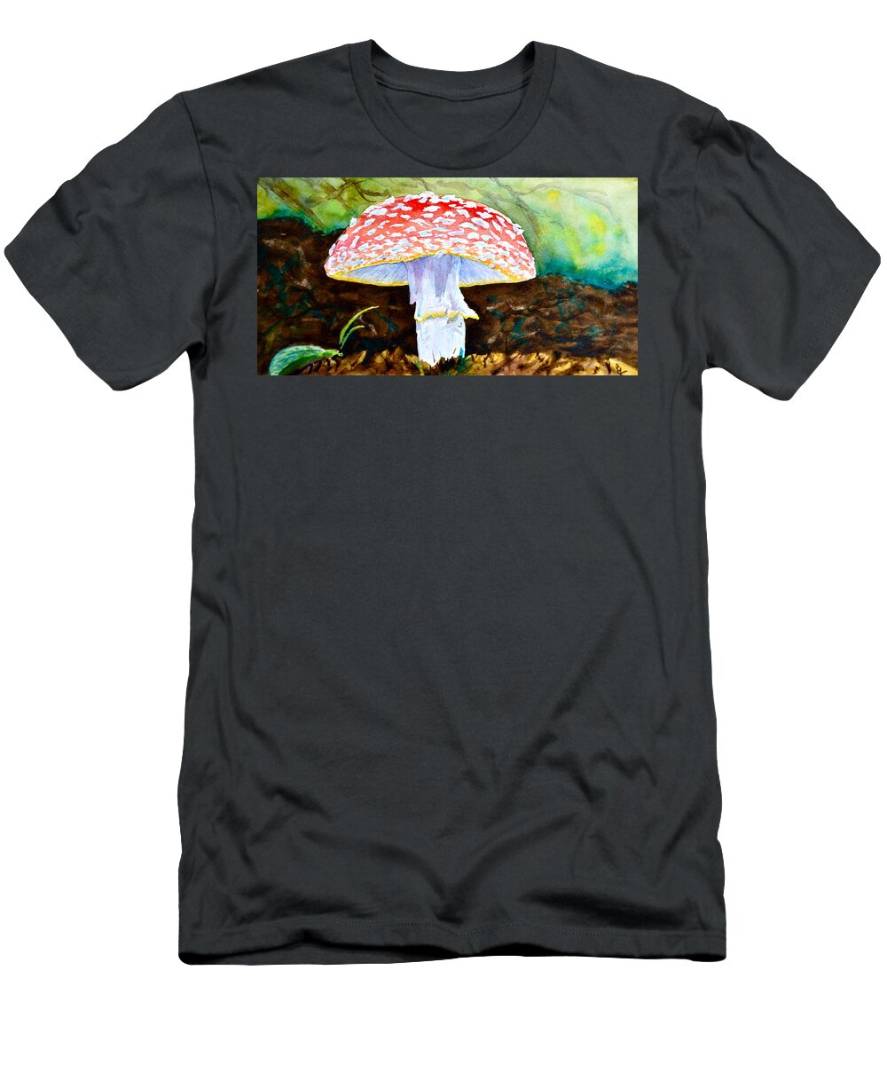 Amanita T-Shirt featuring the painting Amanita and Lacewing by Beverley Harper Tinsley
