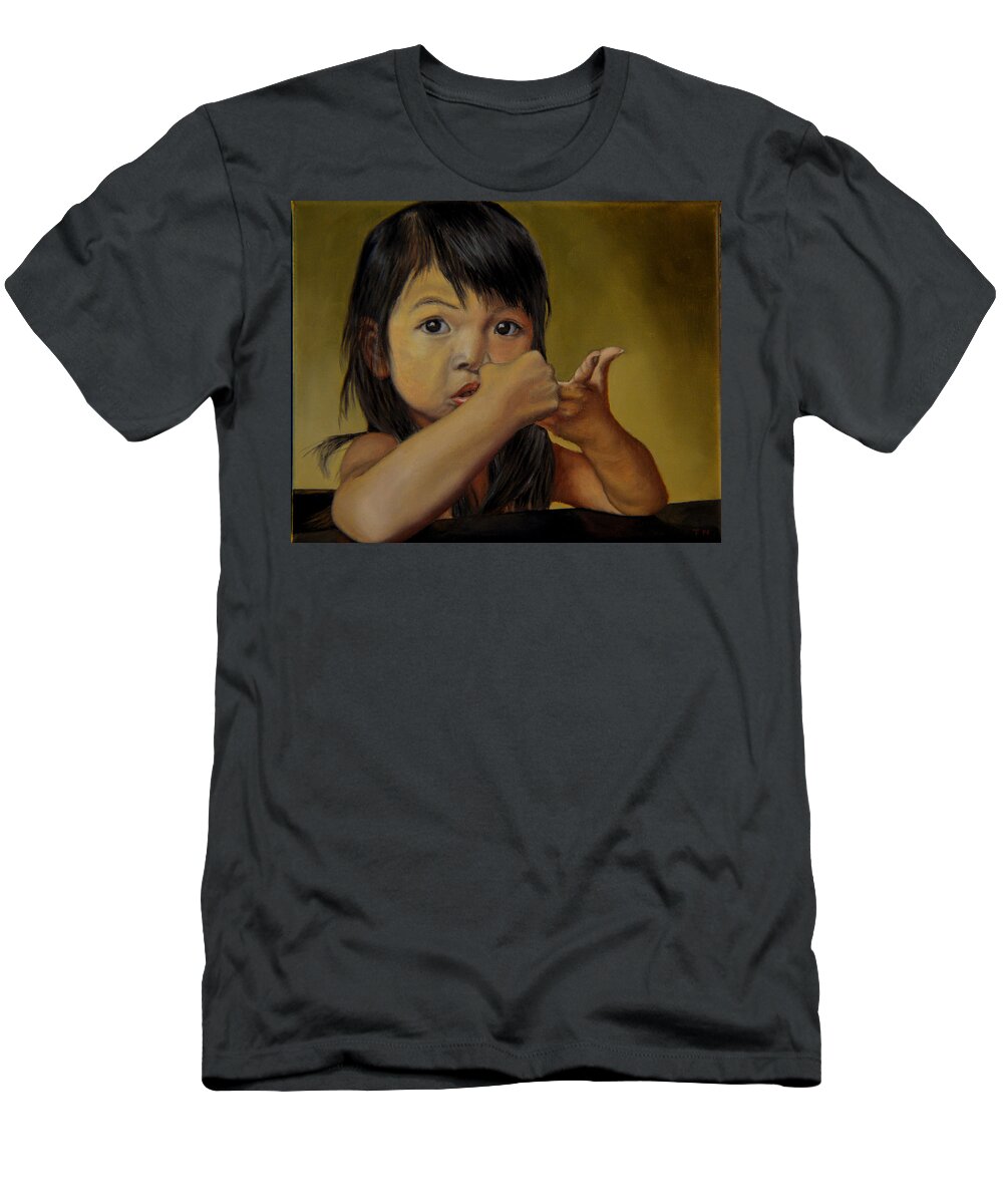 Children Paintings T-Shirt featuring the painting Amelie-An 9 by Thu Nguyen
