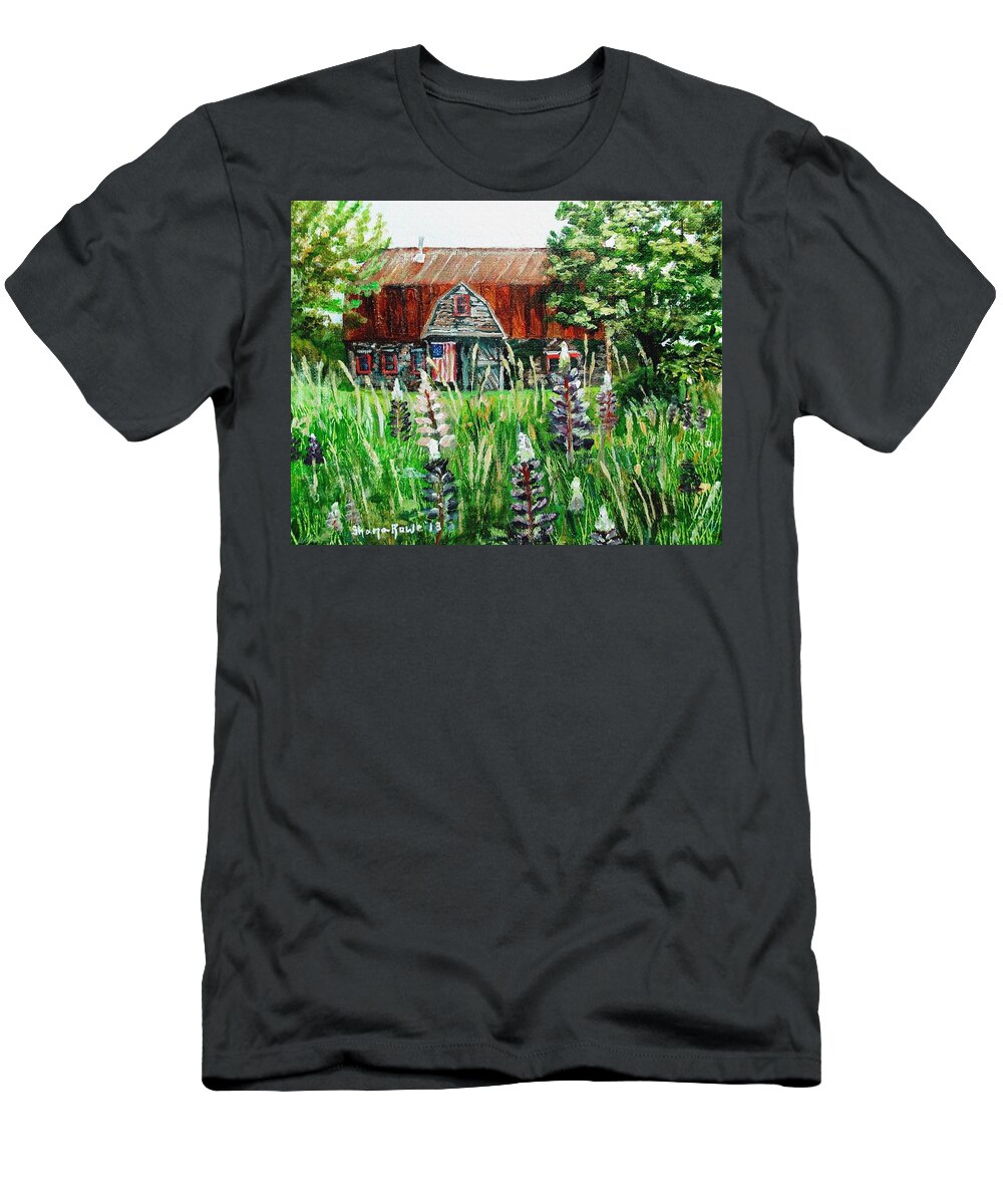 Barn T-Shirt featuring the painting American Barn by Shana Rowe Jackson