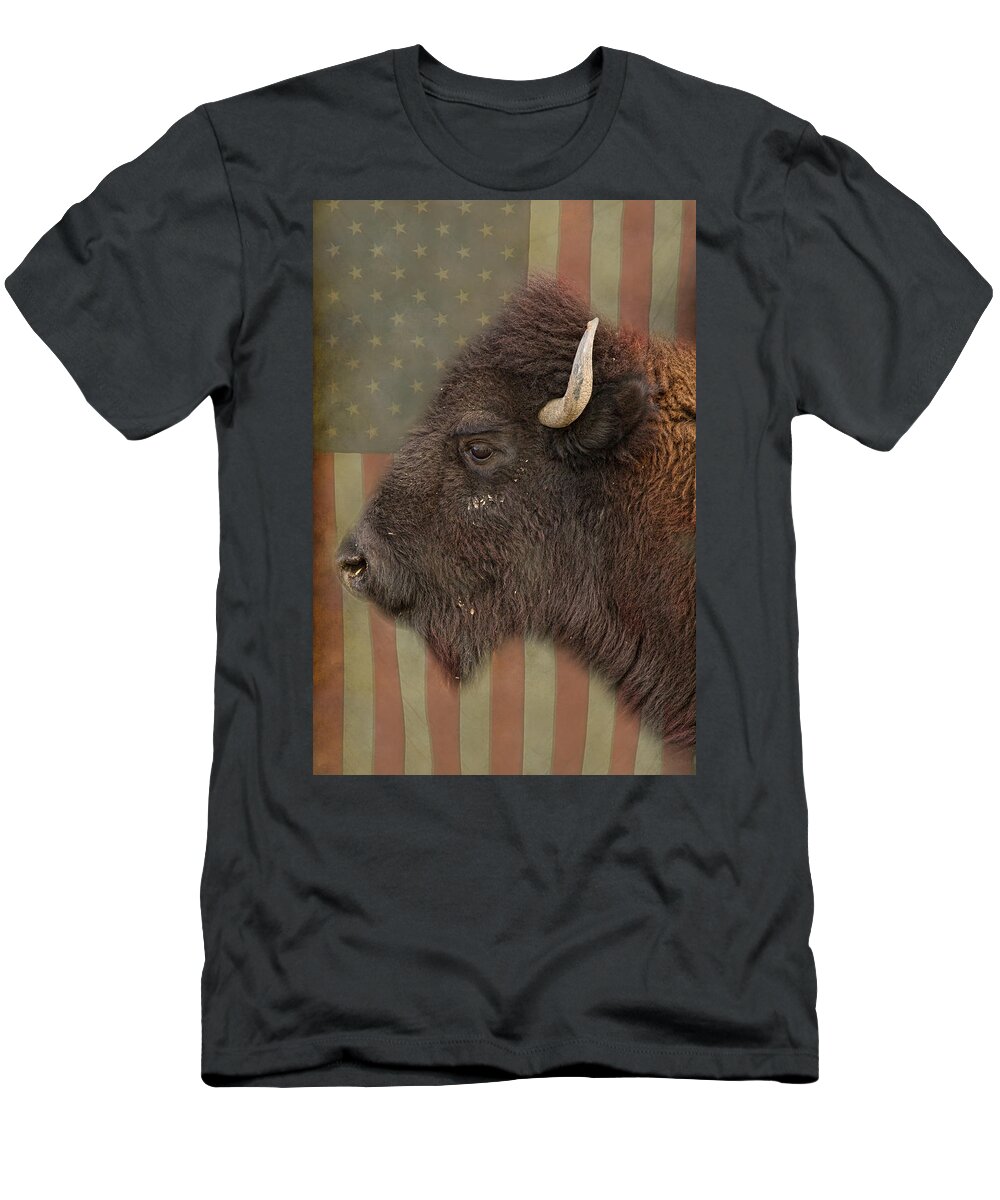 Bison T-Shirt featuring the photograph American Bison Headshot Profile by James BO Insogna