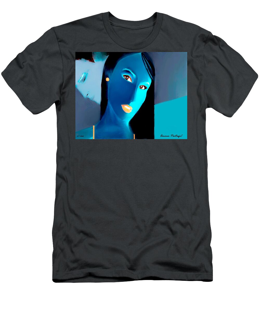  Fineartamerica.com T-Shirt featuring the painting Amour Partage Love Shared 3 by Diane Strain