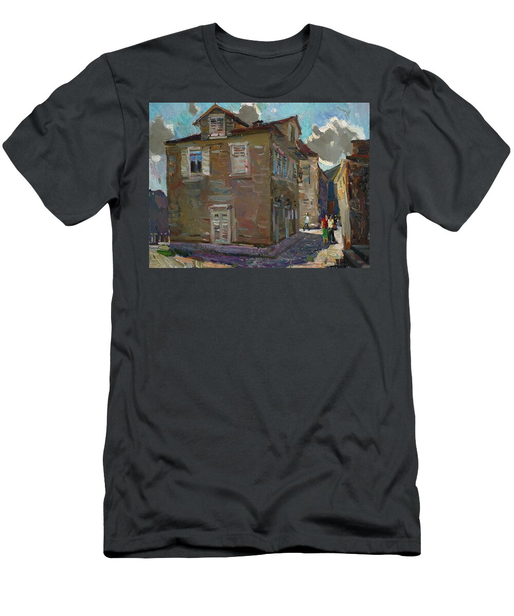Montenegro T-Shirt featuring the painting Ancient house in Perast by Juliya Zhukova