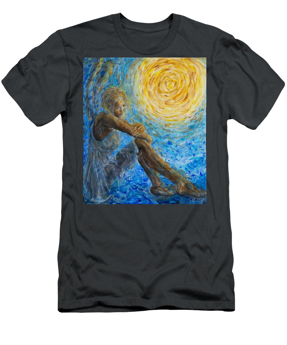 Angel T-Shirt featuring the painting Angel Moon II by Nik Helbig