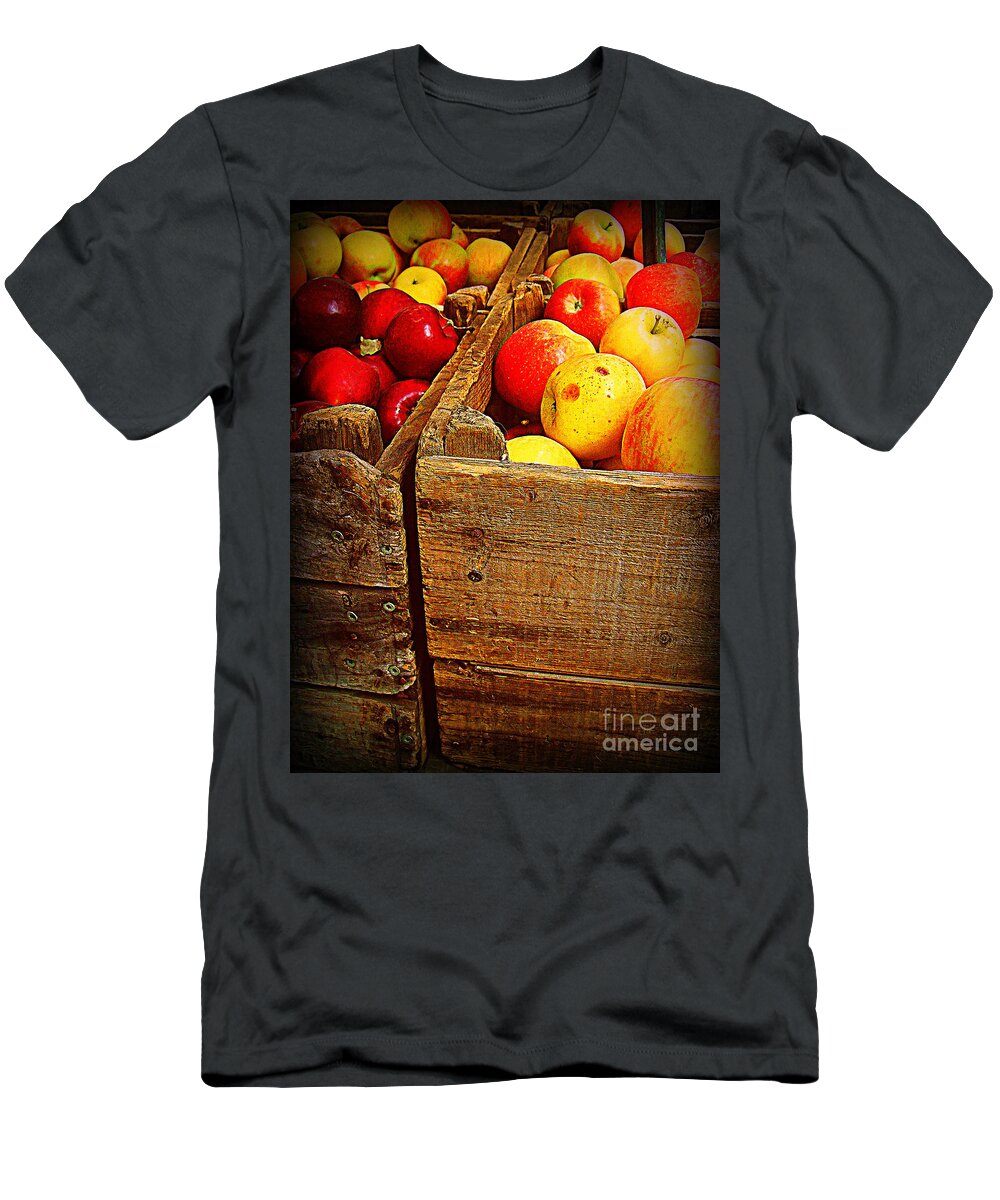 Fruitstand T-Shirt featuring the photograph Apples in Old Bin by Miriam Danar