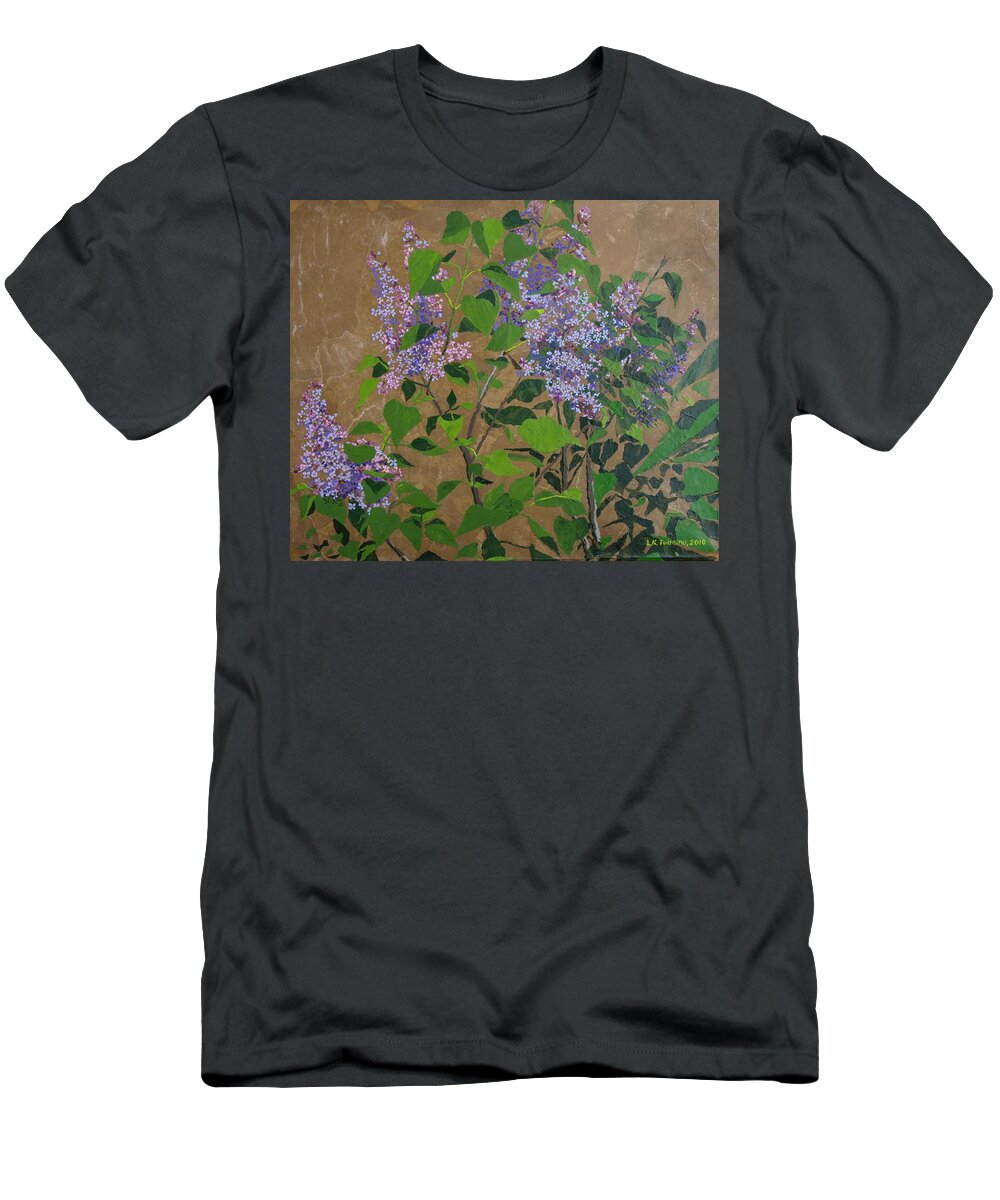 Lilacs T-Shirt featuring the painting April Lilacs by Leah Tomaino