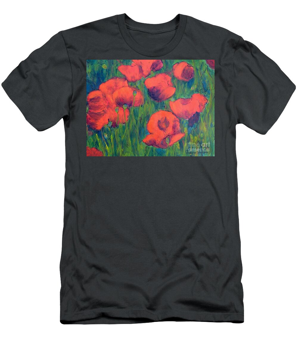 Poppies T-Shirt featuring the painting April Poppies 2 by Jackie Sherwood