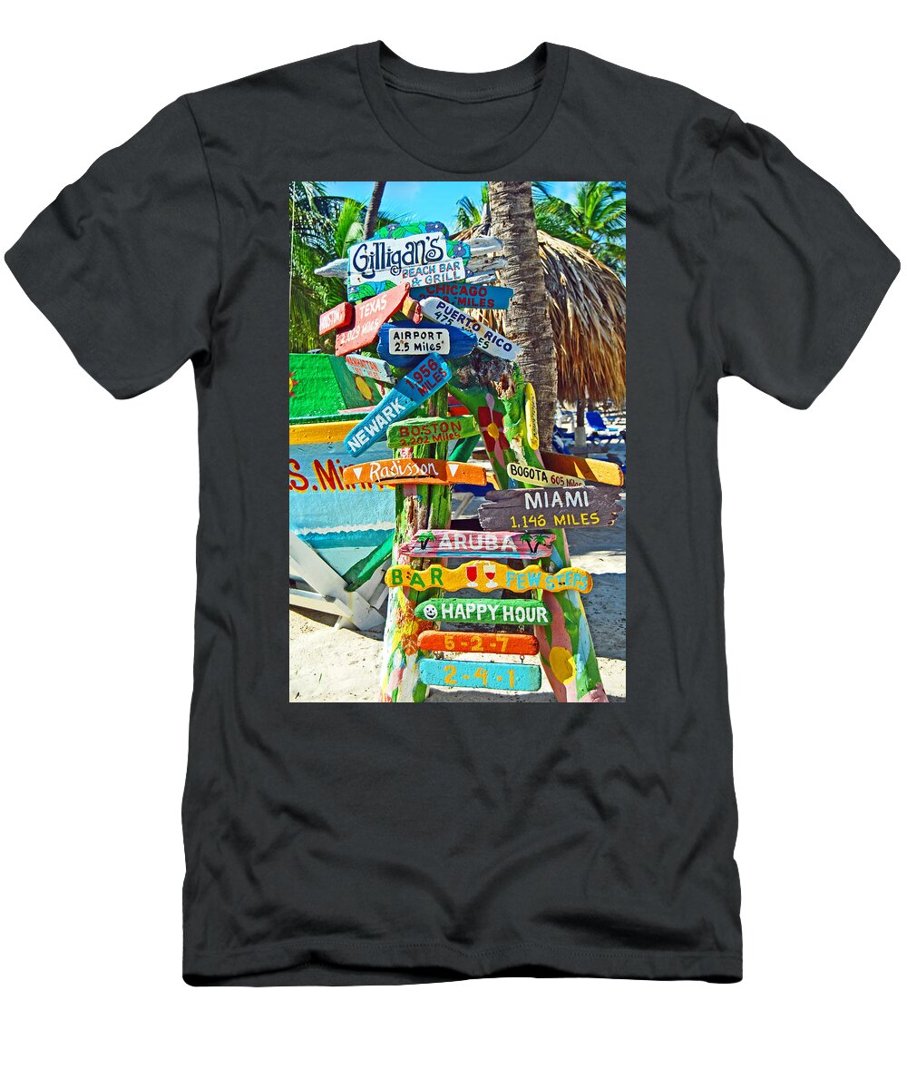 Aruba T-Shirt featuring the photograph Aruba Fun Signs by Caroline Stella
