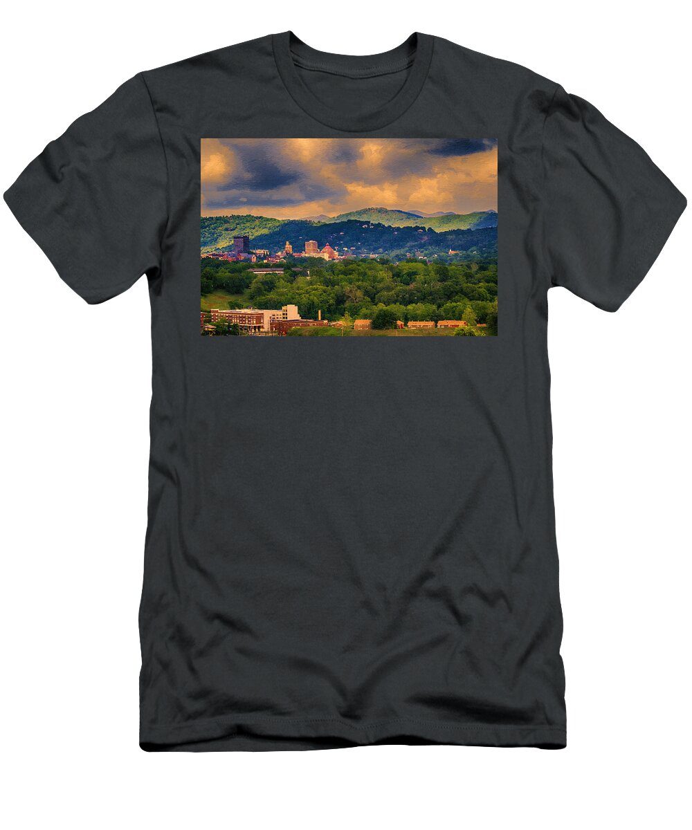 Asheville T-Shirt featuring the painting Asheville North Carolina by John Haldane