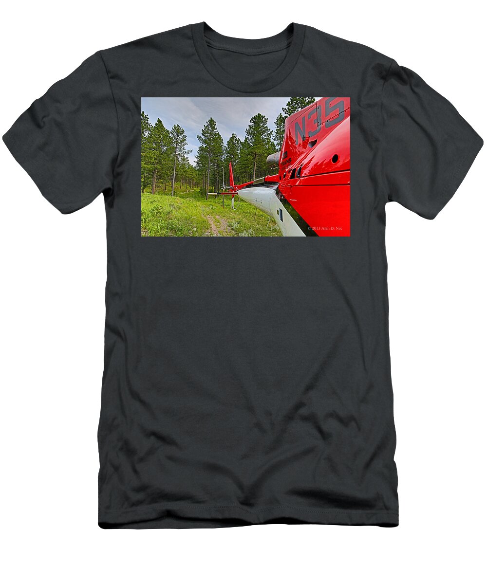 Helicopter T-Shirt featuring the photograph Astar350B3 by Alan Nix