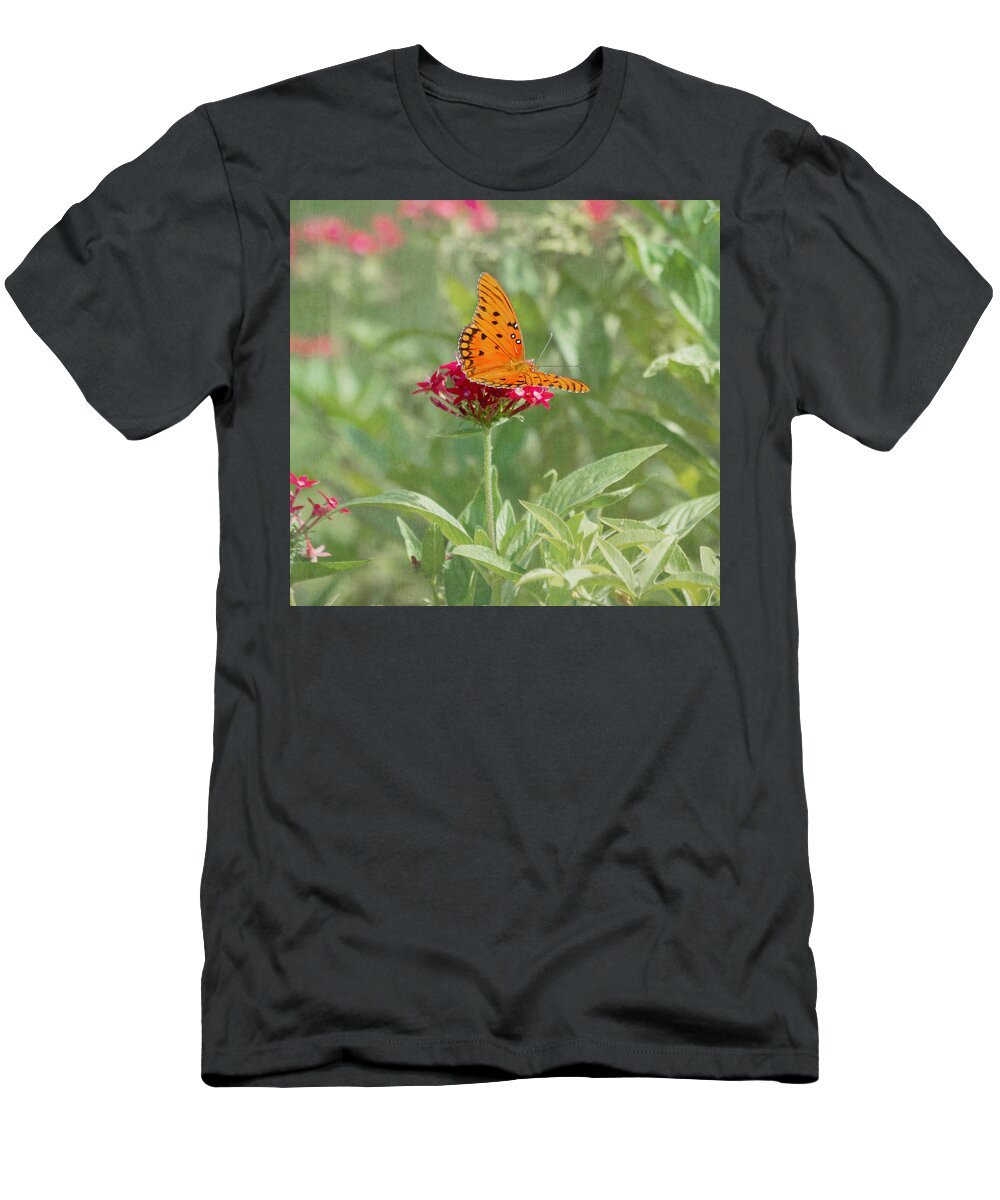 Butterfly T-Shirt featuring the photograph At Rest - Gulf Fritillary Butterfly by Kim Hojnacki