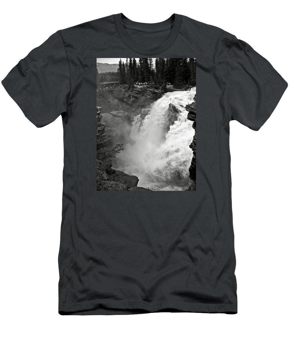 Bw T-Shirt featuring the photograph Athabasca Falls by RicardMN Photography