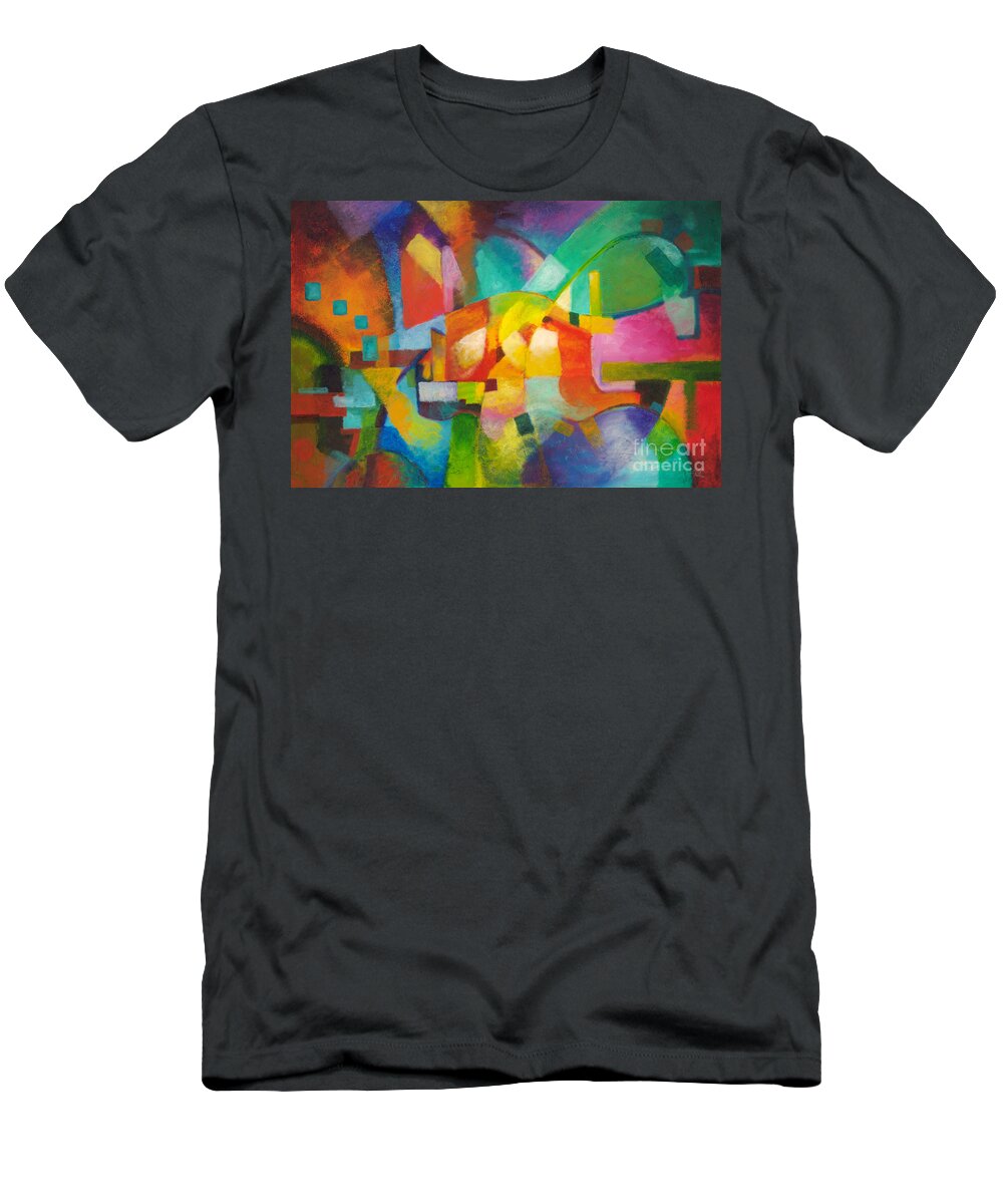 Abstract Landscape T-Shirt featuring the painting Attraction by Sally Trace