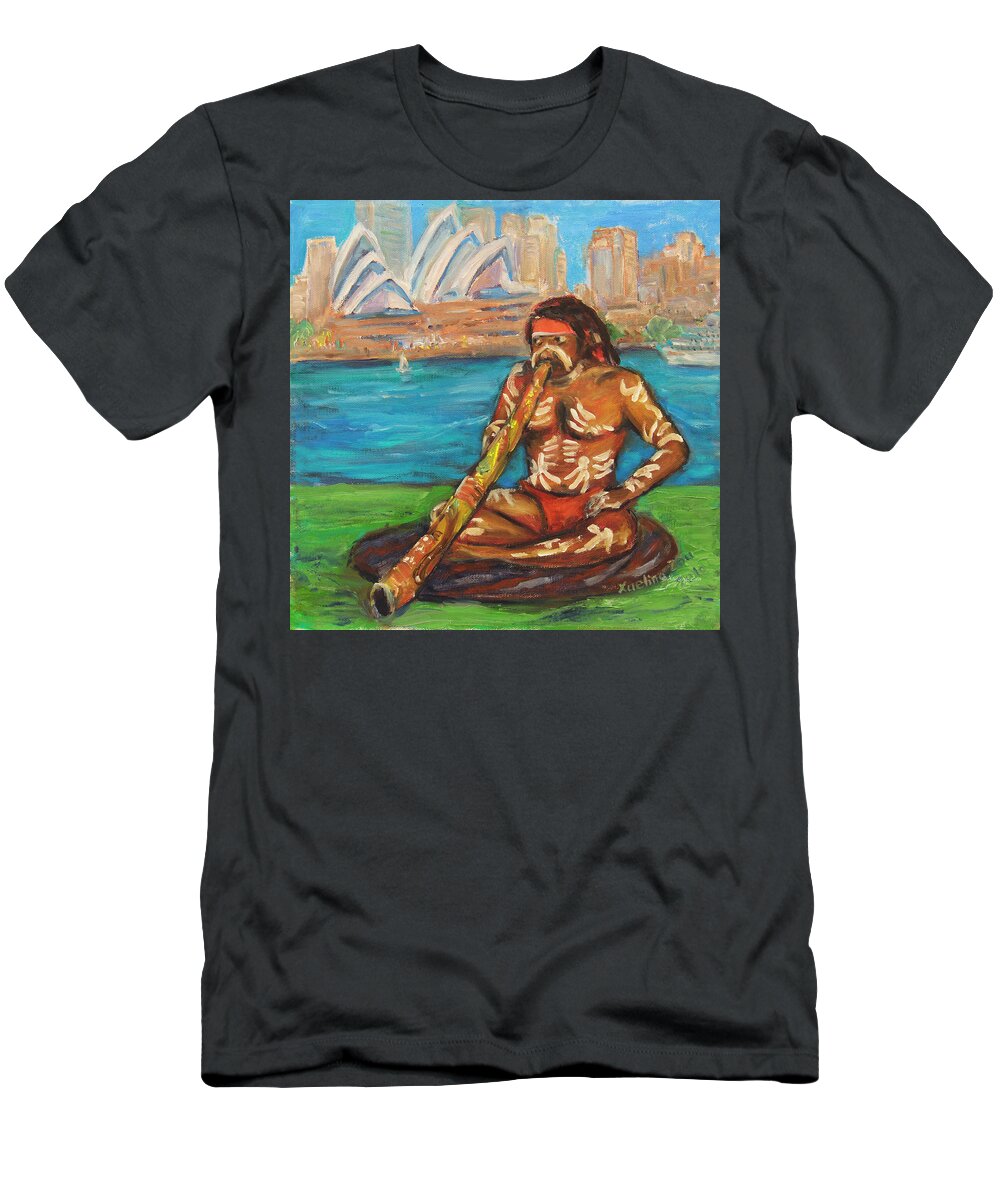 Didgeridoo T-Shirt featuring the painting Aussie Dream I by Xueling Zou