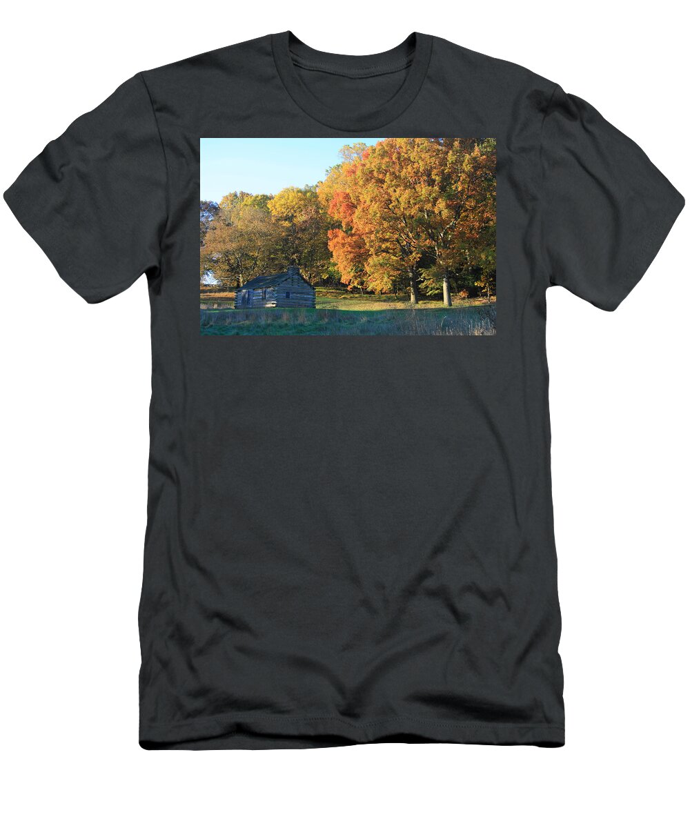 Rustic T-Shirt featuring the photograph Autumn Cabin by Michael Porchik