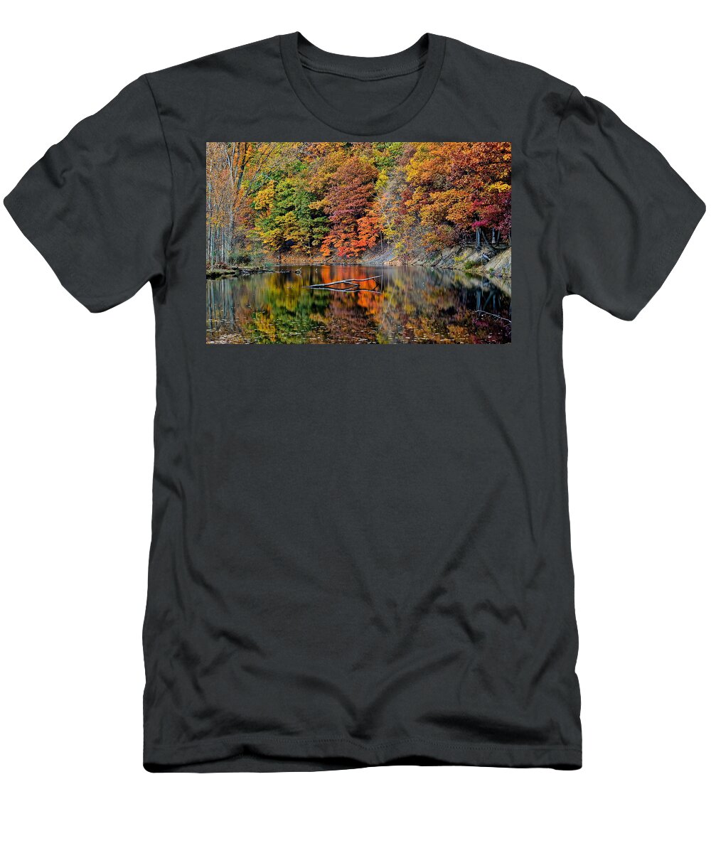 Autumn T-Shirt featuring the photograph Autumn Colors Reflect by Frozen in Time Fine Art Photography