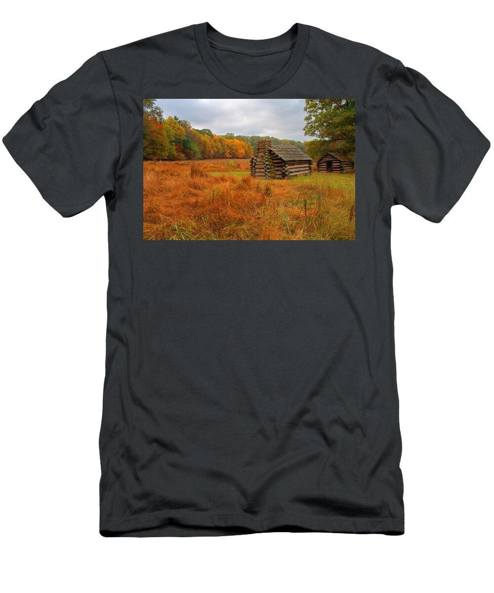 Rustic T-Shirt featuring the photograph Autumn Foliage in Valley Forge by Michael Porchik