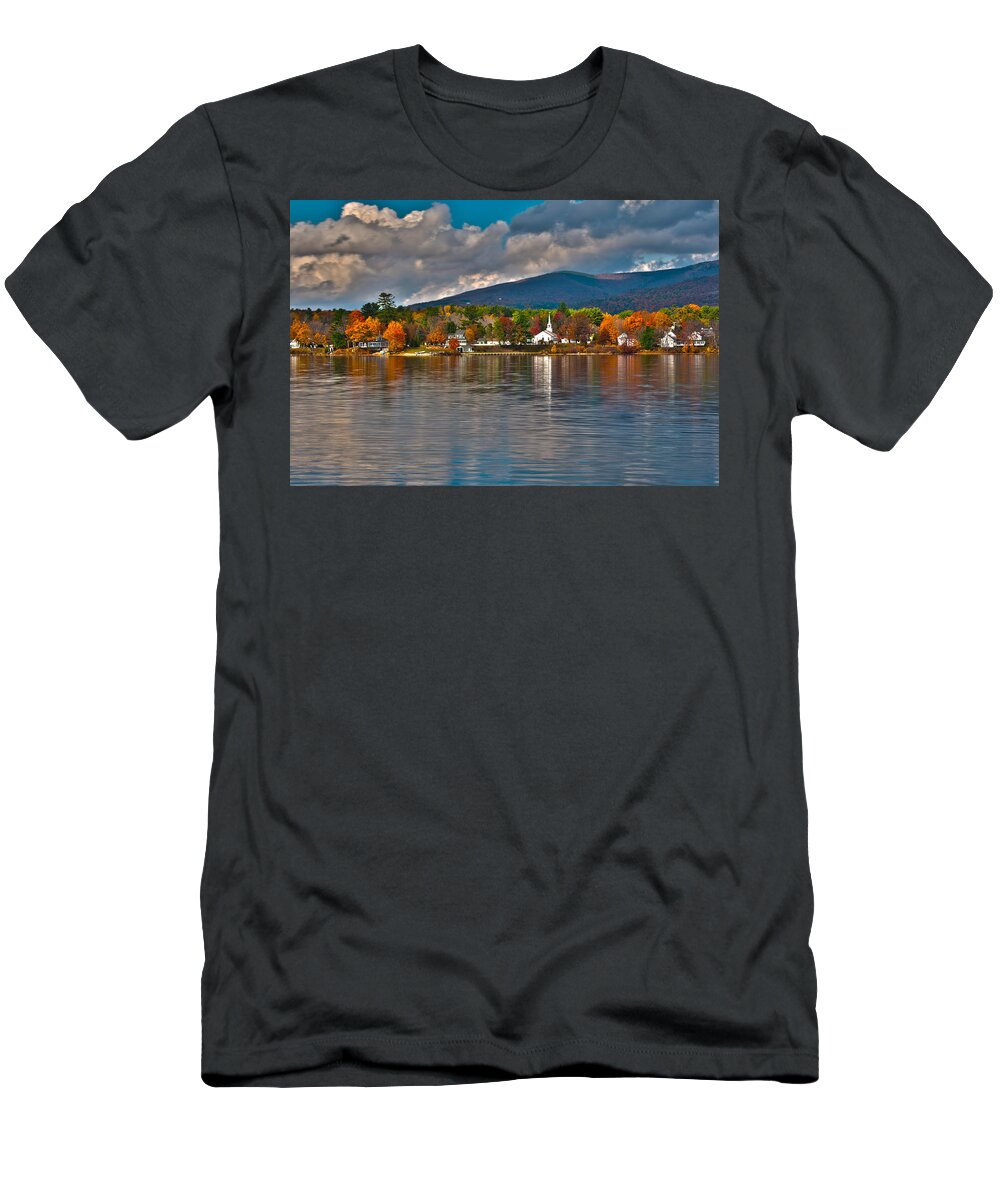New England T-Shirt featuring the photograph Autumn in Melvin Village by Brenda Jacobs