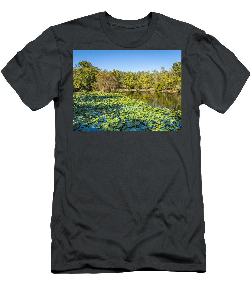 Lily Pads T-Shirt featuring the photograph Autumn Lily Pads by Carolyn Marshall