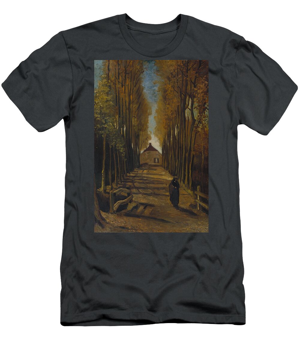 Vincent Van Gogh T-Shirt featuring the painting Avenue Of Poplars In Autumn by Vincent Van Gogh